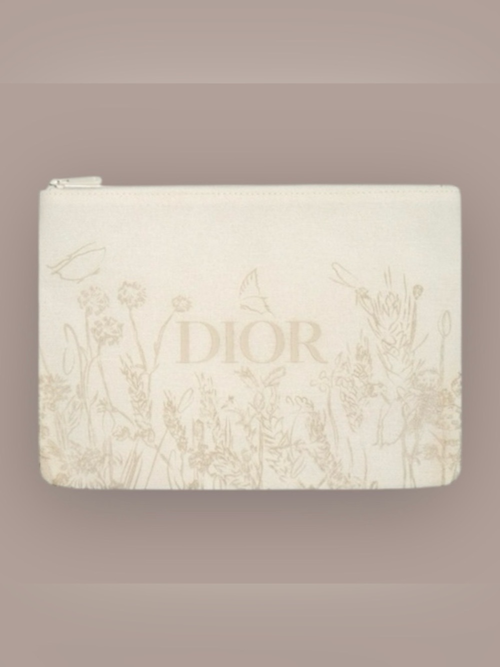Beige Dior Beauty (Floral-Embossed) Large Cosmetic-Makeup Bag/Pouch